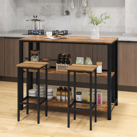 Practical Kitchen Bar Table with Metal Mesh and Sturdy Metal Structure