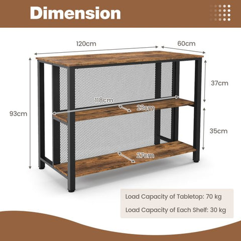 Practical Kitchen Bar Table with Metal Mesh and Sturdy Metal Structure