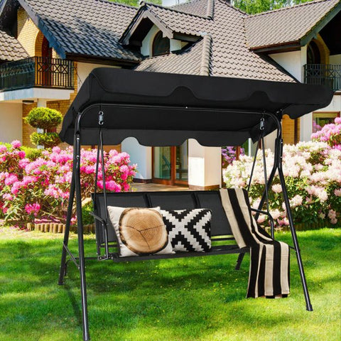 Summer Garden 3 Seater Swing Chair with Steel Frame and Adjustable Canopy
