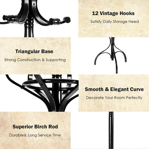 Practical Coat Rack with 360° Rotating Top and Stable Design