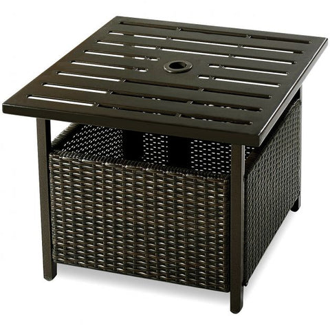 Garden Square Wicker Table with Umbrella Hole