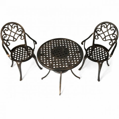 Garden Bistro Dining set with Aluminium and Removable Bucket in Antique Bronze