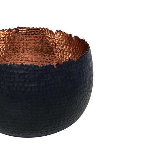 Industrial Hammered Bowl Indoor Planter in Black and Copper