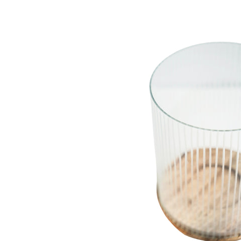Modern Glass Cylinder with Wooden Base Candle Holder