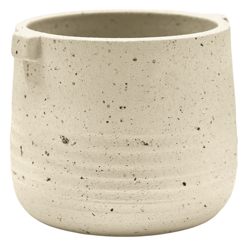 Elegant Handmade Indoor Stoneware Planter with Handle in Oat