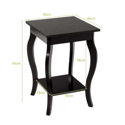 Modern 2 Tier Side Table with Storage and Elegant Curved Legs