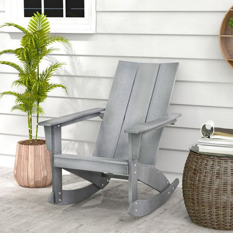 Waterproof Rocking Chair with Curved Back in Grey