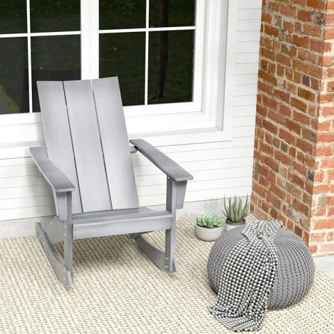 Waterproof Rocking Chair with Curved Back in Grey
