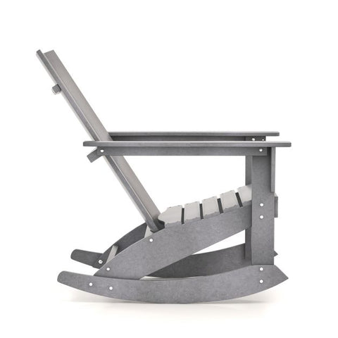 Waterproof Rocking Chair with Curved Back in Grey