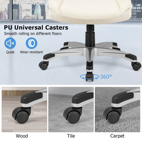 Modern Adjustable Executive Chair with Ergonomic Backrest and Flip-up Armrests in White