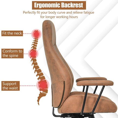 Stylish Modern Office Chair with Ergonomic Recline and Suede Fabric