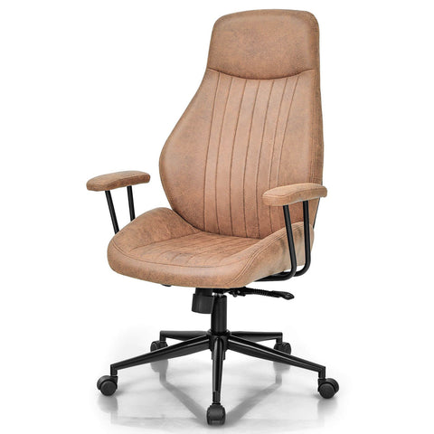 Stylish Modern Office Chair with Ergonomic Recline and Suede Fabric