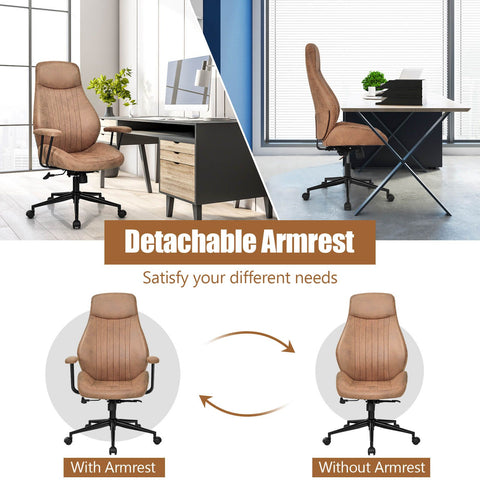 Stylish Modern Office Chair with Ergonomic Recline and Suede Fabric