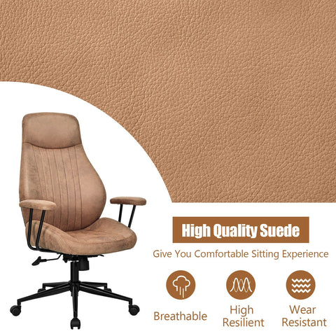 Stylish Modern Office Chair with Ergonomic Recline and Suede Fabric