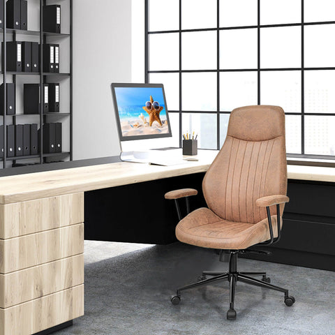Stylish Modern Office Chair with Ergonomic Recline and Suede Fabric