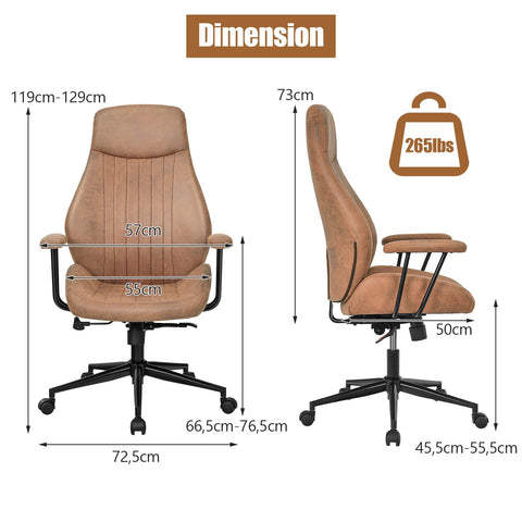 Stylish Modern Office Chair with Ergonomic Recline and Suede Fabric