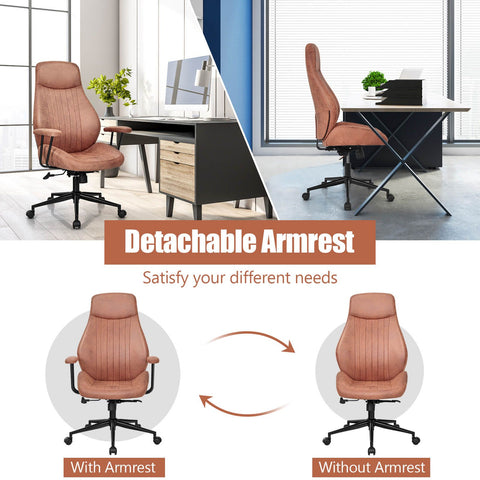 Stylish Modern Office Chair with Ergonomic Recline and Suede Fabric