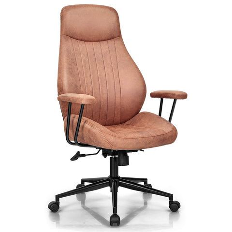 Stylish Modern Office Chair with Ergonomic Recline and Suede Fabric