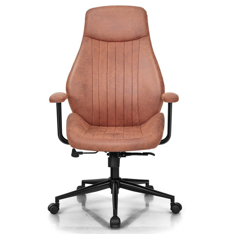 Stylish Modern Office Chair with Ergonomic Recline and Suede Fabric