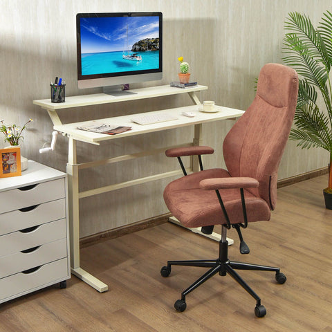 Stylish Modern Office Chair with Ergonomic Recline and Suede Fabric