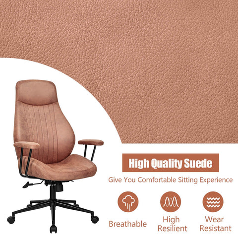 Stylish Modern Office Chair with Ergonomic Recline and Suede Fabric
