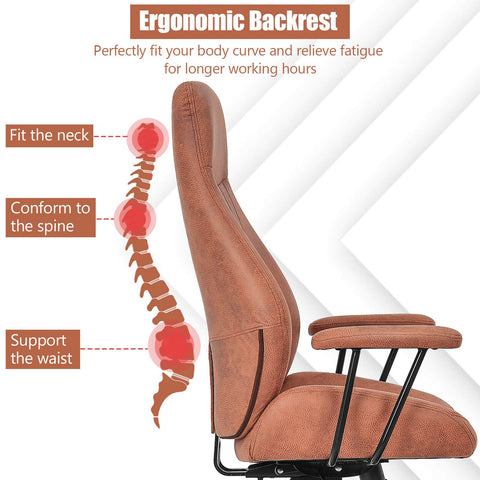Stylish Modern Office Chair with Ergonomic Recline and Suede Fabric