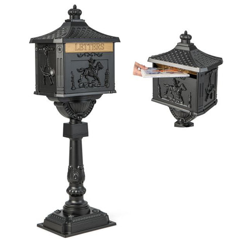 Retro Mid-Century Style Aluminium Mailbox with Safety Lock and Baffle Door