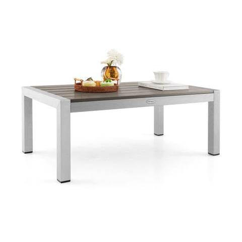 Outdoor Modern Rectangular Coffee Table with Sturdy Aluminium Design in Grey