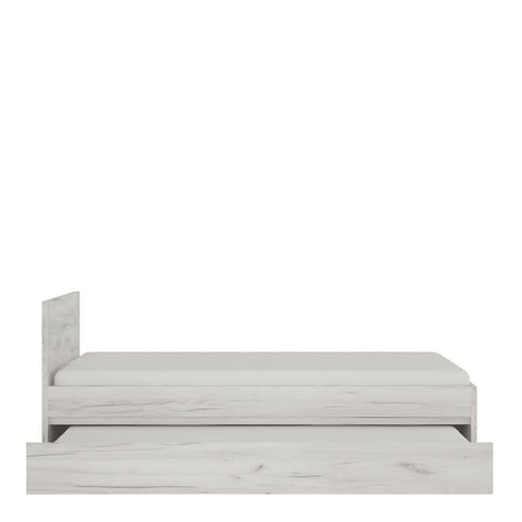 Charming and Contemporary Oak Melamine Single Bed with Slats and Underbed Drawer