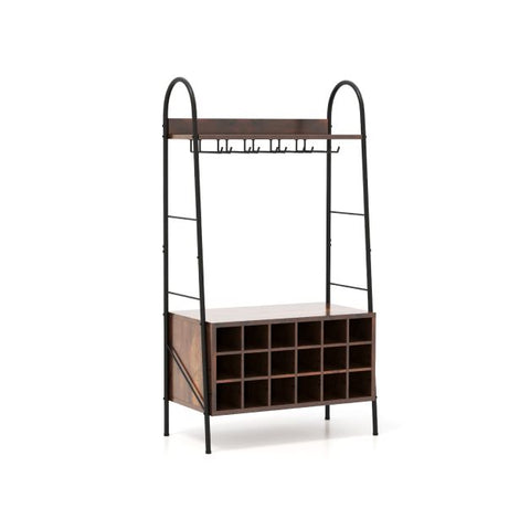 Creative Rustic Wine rack with Detachable Feature and Stemware Holder in Rustic Brown
