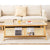 Natural Wooden Coffee Table with Bamboo Tempered Glass Top