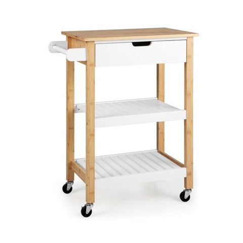 Simple and Compact Kitchen Island with Rolling Wheels and Storage Drawer