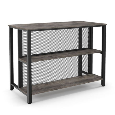 Practical Kitchen Bar Table with Metal Mesh and Sturdy Metal Structure