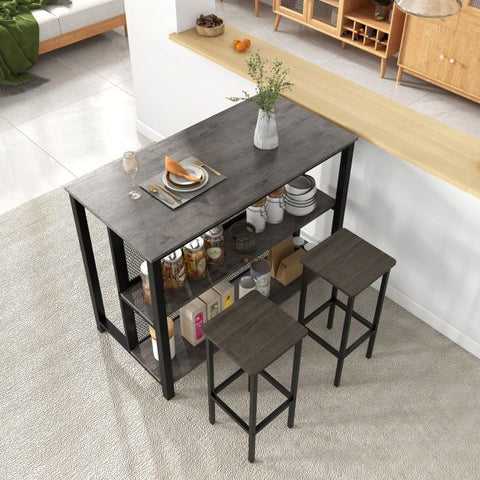 Practical Kitchen Bar Table with Metal Mesh and Sturdy Metal Structure