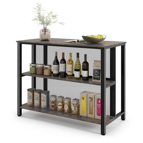 Practical Kitchen Bar Table with Metal Mesh and Sturdy Metal Structure