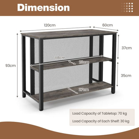 Practical Kitchen Bar Table with Metal Mesh and Sturdy Metal Structure