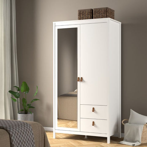 Unique and Stylish Wardrobe with Mirrored Surface Door and Drawers