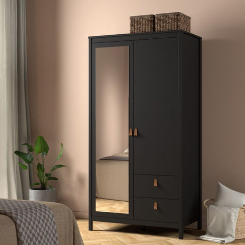 Unique and Stylish Wardrobe with Mirrored Surface Door and Drawers