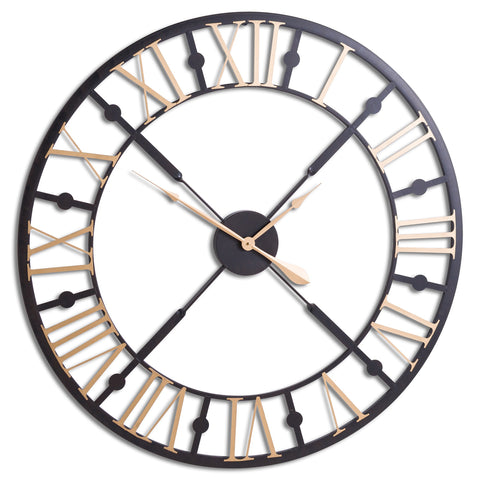 Contemporary and Bold Wall Clock with Classic Colourway and Skeleton Frame