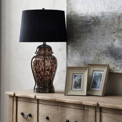 Elegant Glass Table Lamp with Dual Colour Hand Painted Glassware