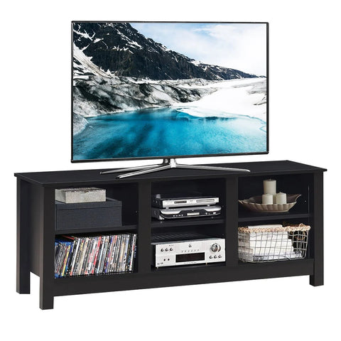 Sleek and Modern Multi-Use TV Cabinet with Cable Management Holes and Adjustable Shelves