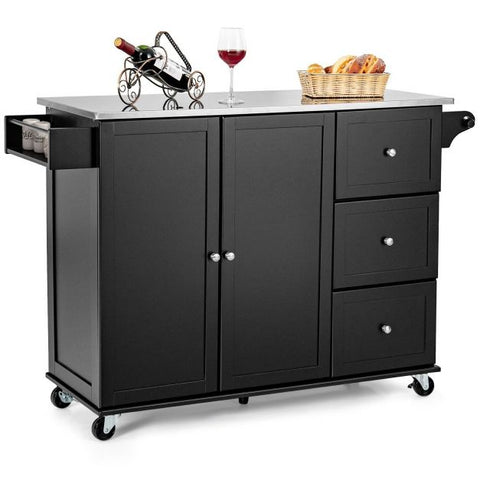Elegant Kitchen Island Cart with Sleek Modern Design and Multiple Storage Drawers