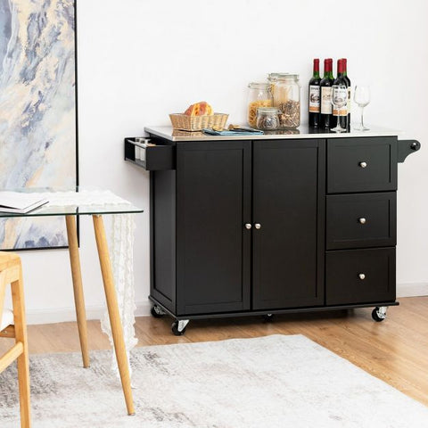 Elegant Kitchen Island Cart with Sleek Modern Design and Multiple Storage Drawers
