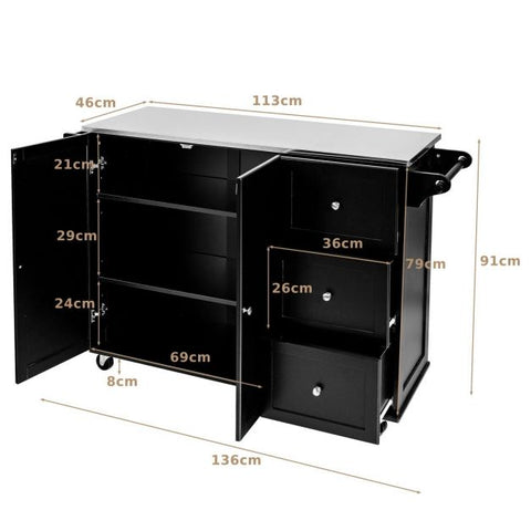 Elegant Kitchen Island Cart with Sleek Modern Design and Multiple Storage Drawers