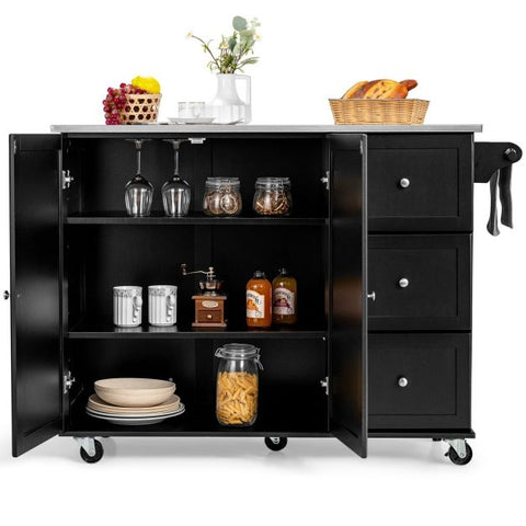 Elegant Kitchen Island Cart with Sleek Modern Design and Multiple Storage Drawers