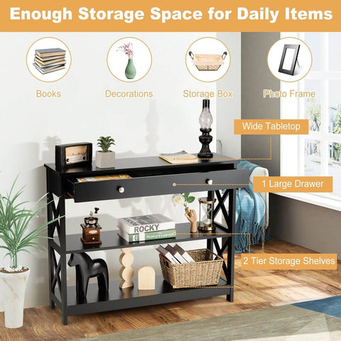 Stylish Multi-Purpose Entryway Console Table with Storage Drawer and Shelf