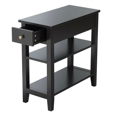 Compact and Stylish Wooden Side Table with 3 Tier Design and Ample Storage