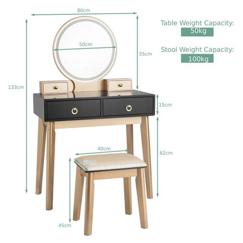 Upper Class Dressing Table with Mirror and Stool