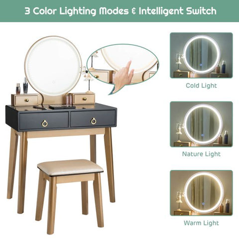 Upper Class Dressing Table with Mirror and Stool