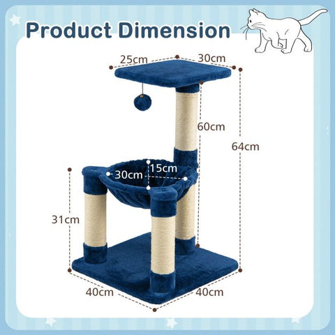 Cat Tree Tower with Multi-Level, Top Perch, and Scratching Posts